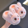 New Winter Cute Big eyed Rabbit Children's Waterproof Warm Non-slip Fluffy Slippers For Girls Boys Kids Indoor Home Cotton Shoes. 