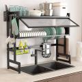 Dish Drying Rack Over Sink Display Adjustable Width Stand Drainer Drying Rack 2 Tier Over Sink Plate Dish Drainer Kitchen Counter Storage Organizer Cutlery Utensil Chopping Board Holder. 