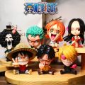 8-10cm Anime Figure One Piece Monkey D Luffy Roronoa Zoro Kawaii Toys Q-Version Figural Nendoroid Car Decoration PVC Model Gift. 
