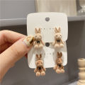 New Design Cute Flocking Plush Rabbit Stud Earrings for Women Korean Fashion Brown Animal Bear Earring Jewelry Party Girls .