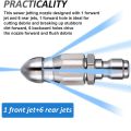 Water Jet High Pressure Sprayer Nozzle Clean Sewer 1/4" Stainless Steel Pressure Washer Quick Plug Drain Hose Nozzle Tool. 