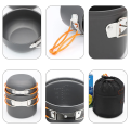 Outdoor camping pot set, made of hard aluminum alloy material, portable, 1-2 person picnic folding stove cookware set. 