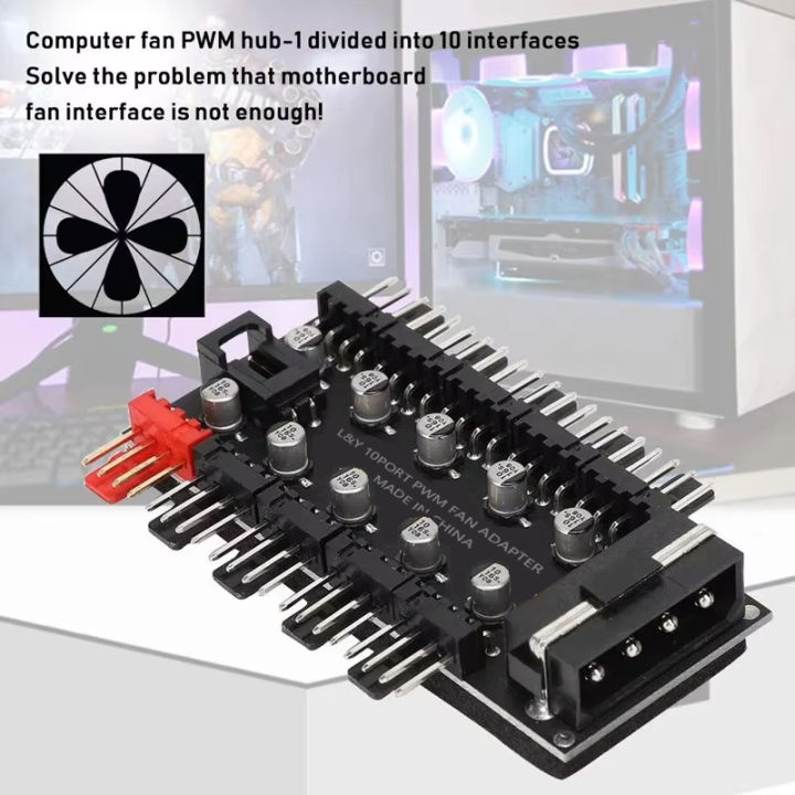 4Pin%2010%20Port%20PC%20Case%20Fan%20Hub%20PWM%20Controller%20SATA%20Power/Large%204P%20Splitter%20Motherboard%20Cooler%20Cooling%20Fan%20Cable%20-%20Image%205
