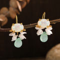 New Creative Geometric Niche Pearls Double Drop Round Stone Dangle Earrings For Women Party Accessories Custom Jewelry.