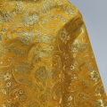 Pre-Cut Glitter Metallic Golden Floral Jacquard Brocade, Luxurious Shiny Embroidered Upholstery Fabric for Crafts DIY Projects.