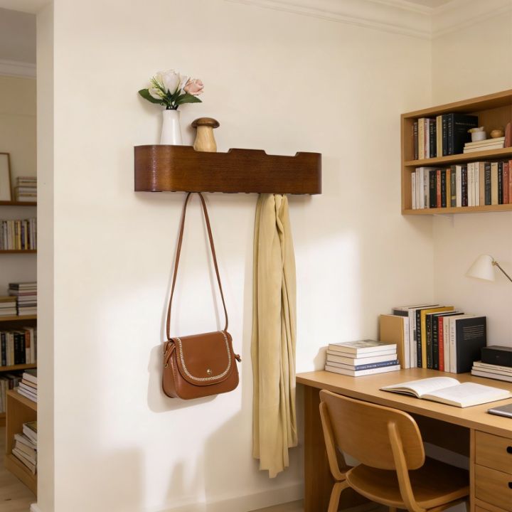 Wall-mounted Coat Rack, Clothes Hanger At The Entrance of The Living Room, Walnut Wall Coat Hook, Veneer Hanger Clothing Rack
