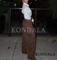 KONDALA Commute High Street Balloon Pants Women Trendy Casual Pleated Trousers 2026 Spring Summer Office Lady Vintage Long Pants. 