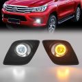 For Toyota Hilux Revo 2015 2016 2017 2018 2019 Car Fog Lamps LED Halogen Daytime Running Lights DRL Front Bumper Daylights 12V. 