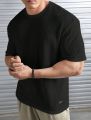 WAFFLE KNIT TEXTURE OVERSIZED DROPSHOULDER TSHIRT FOR BOYS AND MEN. 