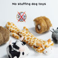 5PCS Crinkle Plush Dog Squeaky Toys Fox Giraffe Squirrel Cow Donkey Style, No Stuffing Dog Toys for Small Medium Large Dogs.