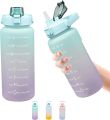 2000ml ကျန်းမာရေး/အားကစားသုံးရေဘူး 2 Liter Water Bottle with Straw and Motivational Time Markings, BPA-free, Leak-Proof large Water Bottle for Gym, Fitness, Outdoor. 