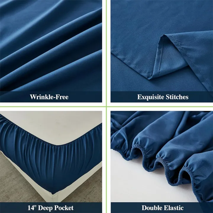 4pcs%20Sheet%20Set%20Lightweight%20Super%20Soft%20Easy%20Care%20Wrinkle%20Free%20Microfiber%20Bedding%20Sets%20with%2014-Inch%20Deep%20Pockets%20for%20Women%20Men%20-%20Image%204