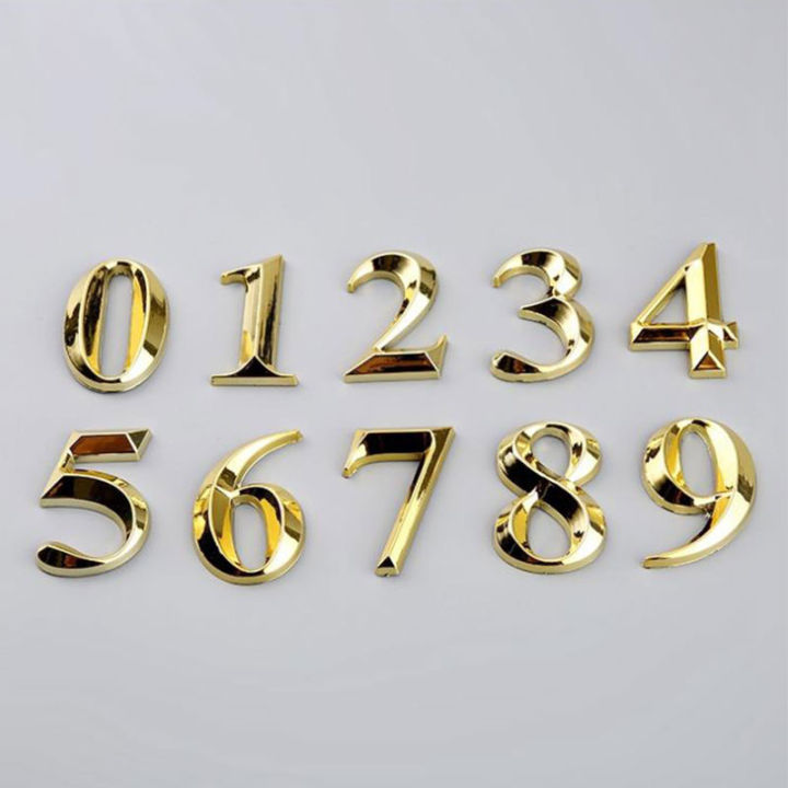 1/5PCS Gold Address Door Label Number #0-9 ABS Height 5cm Golden Home Sticker Modern House Hotel Apartment Door Plate