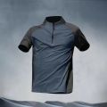 Sports T-shirt men's half zip stand up collar quick drying short sleeved running top summer quick drying versatile sports traini.