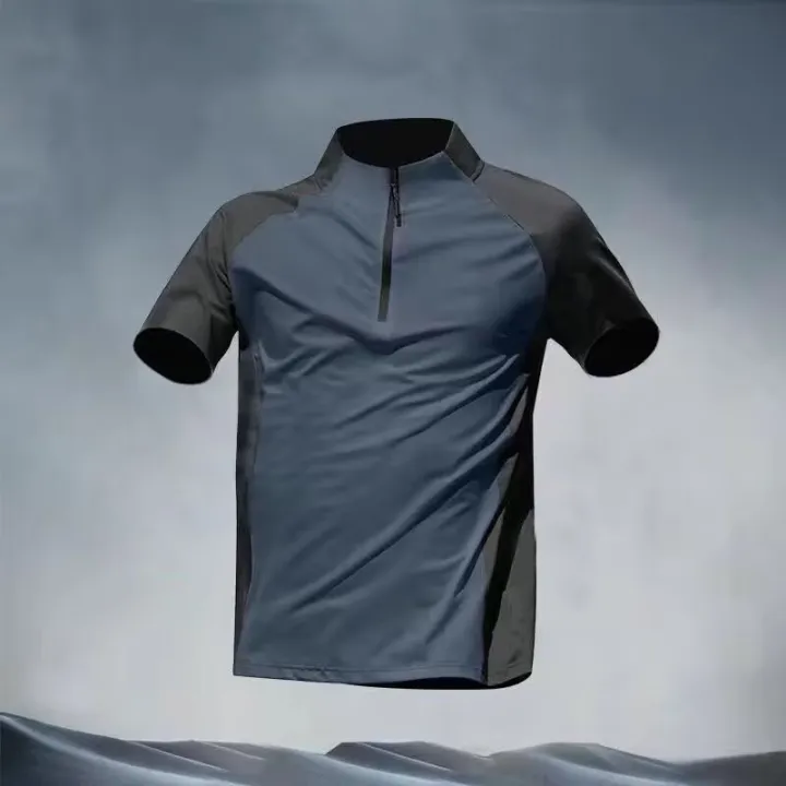Sports%20T-shirt%20men's%20half%20zip%20stand%20up%20collar%20quick%20drying%20short%20sleeved%20running%20top%20summer%20quick%20drying%20versatile%20sports%20traini%20-%20Image%205