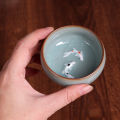 Longquan Celadon Porcelain Teacups Chinese Kungfu Teapot Golden Fish Tea Cup Bowl 60ml Crackle Tea Set Cups Drop Shipping.