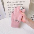 Cute Panda Men And Women's Winter Warmth Wool Split Finger Riding Touchscreen Knitted Gloves.