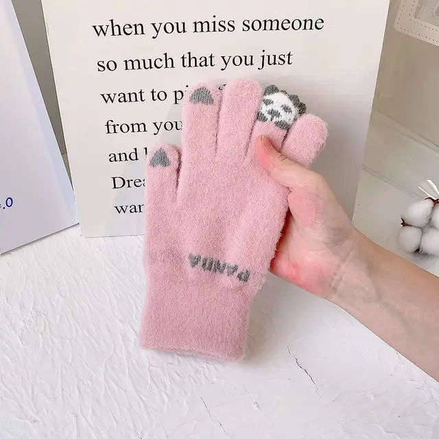 Cute%20Panda%20Men%20And%20Women's%20Winter%20Warmth%20Wool%20Split%20Finger%20Riding%20Touchscreen%20Knitted%20Gloves%20-%20Image%205