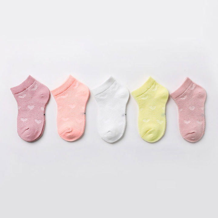 5%20Pairs%20Girls%20Socks%20Cute%20Heart%20Pattern%20Mesh%20Breathable%20Soft%20Comfortable%20Baby%20Children%20Kids%20Ankle%20Socks%20-%20Image%202