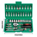 46pc Drive Socket Set 1/4 inch Ratchet Wrench Set with Sockets Metric Hex Bit Socket Set Mechanic Tool Kits for Auto Repair Hous. 