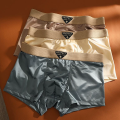 4-Piece Of Men's Underwear Summer Silk Thin Breathable Ice Silk Flat Angle Pants Solid Color Comfortable Casual Men's Underwear.
