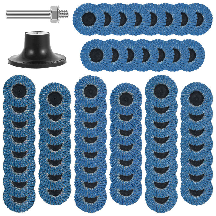 60Pcs  2 Inch Alumina Die Grinder Sanding Disc  Mini Flap Disc Set with 1/4 Inch Holder Flap Grinding Wheel Roll Lock Flap Wheel