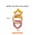 Silicone Star and Heart Teether with Teething Wooden Ring Baby Rattle Toy.