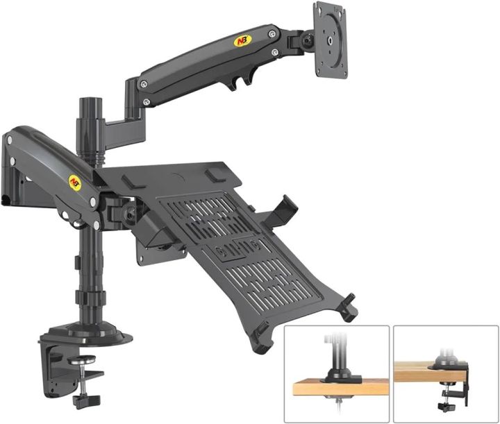 NB-H180-FP Dual Arm 2 in 1 Combo, Laptop Mount with Adjustable Tray for 10-17”Notebook, Full Motion