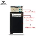 Rfid Smart Credit Card Holder Wallets Metal Slim Pop Up Minimalist Men Wallets Black Male Purse Money Bags Carteira Masculina. 