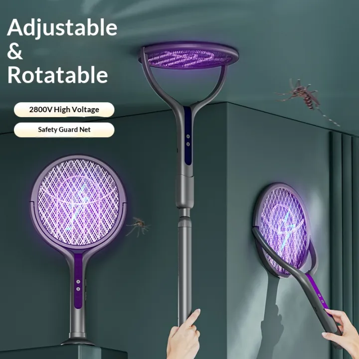 Rotating Insect Trap Rotating Head Bug Zapper Racket Rechargeable Electric Fly Swatter Fly ...