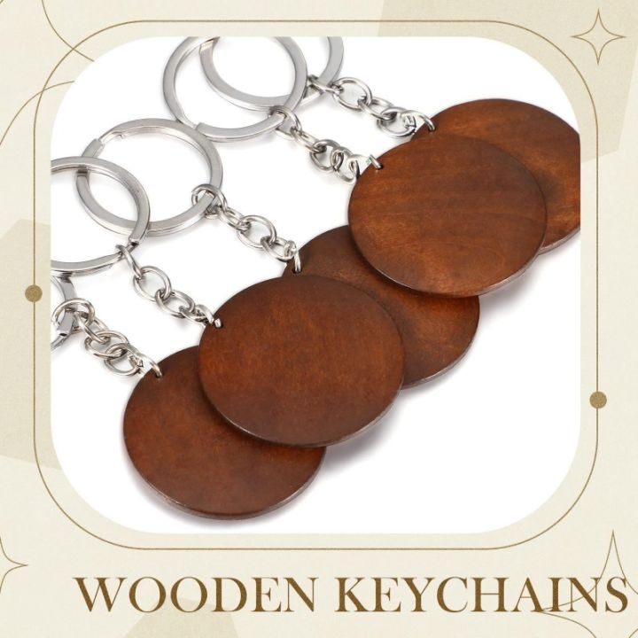 Round Key Discs 10Pcs DlY Wooden Engraved Keychains,Vintage Round Disc Wood Circle Key ...