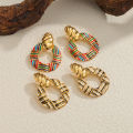 Kissmoon Trendy Woven Striped Texture Hoop Colorful Enamel Twisted Stainless Steel Earrings for Women Party Daily Jewelry s. 