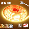 AC 220V COB Strip IP65 Waterproof 10CM Cut 240Leds/M 3000K 4000K 6000K Home Decor Flexible Ribbon Rope Tape LED Light. 