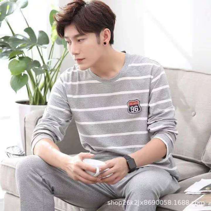 2%20Sets%20of%20Men%20Pajamas%20Set%20of%20Long-Sleeved%20Long%20Trousers%20Students%20Sleepwear%20Homewear%20Cartoon%20O-Neck%20Striped%20Nightwear%20Loungewear%20-%20Image%205