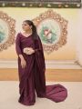 Plain Silk Purple Saree Stitched (Customized). 