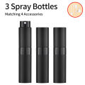 3pcs+4 Accessories 8ML Perfume Spray Bottle with 3 Spray Bottles, 1 Funnel, 1 Straw, 1 Dispenser, 1 Spring Straw. 