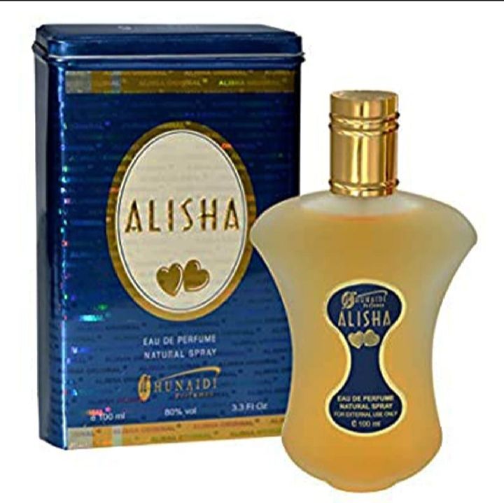 alisha blue tin perfume for men by Hunaidi_100ml Original
