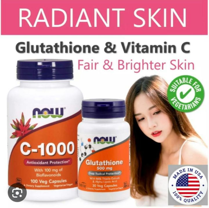 now foods glutathione 500 mg veg capsules & vitamin c