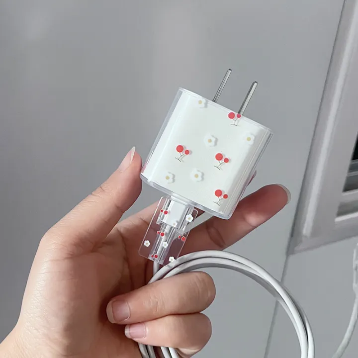 Colorful%20Cherry%20Flowers%20Case%20For%20Apple%2018W/20W%20US%20Fast%20Charger%20Head%20Cover%20For%20iPhone%2014/13/12%20Data%20Cable%20Type%20C%20Cable%20Protection%20-%20Image%204