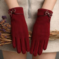 New Women Keep Warm Touch Screen Plus Velvet Inside Thicken Windproof Cycling Cute Lovely Bowknot Elegant Elasticity Soft Gloves.