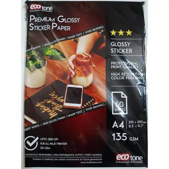 A4 135 gram glossy sticker paper sheet pack of 50 | Daraz.pk