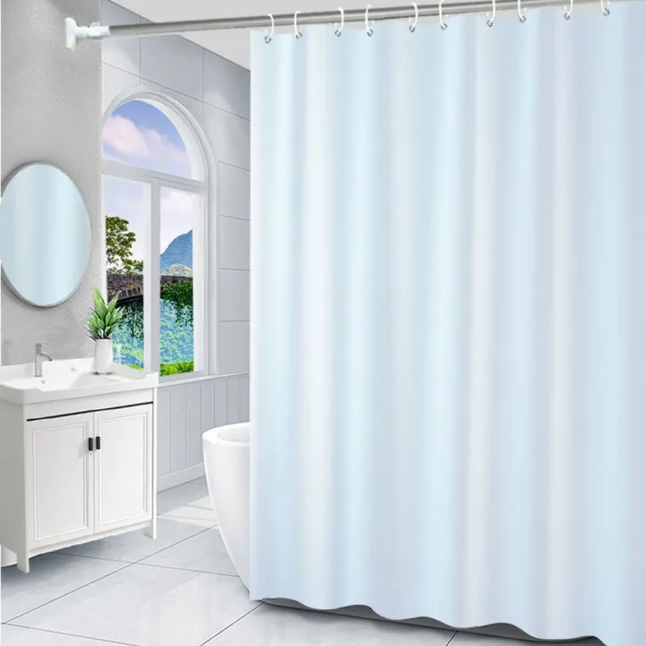 PEVA%20Waterproof%20Shower%20Curtain,Modern%20Bathroom%20Partition%20Curtain%20with%20Hooks,Geometric%20Plaid%20Pattern/Single%20Color%20Bath%20Curtains%20-%20Image%203