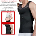 Mens Body Shaper Abdomen Slimming Shapewear Belly Shaping Corset Top Gynecomastia Compression Shirts WIth Zipper Waist Trainer. 