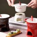 Hot Ceramic Chocolate Chafing Dish Cup with Fork Candle Pot Melting Chocolate Mug Tableware Creative Household Drinking Utensils. 