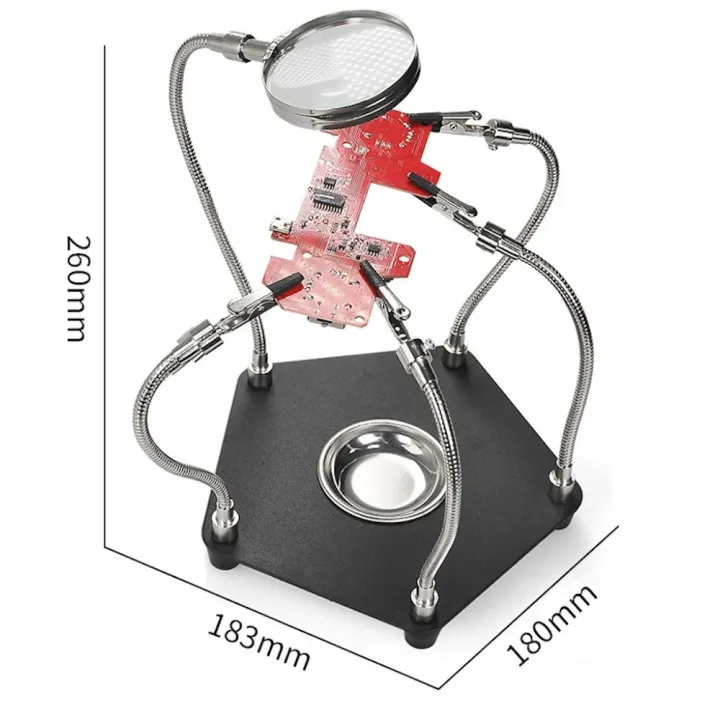 3X%20Magnifying%20Glass%20Helping%20Hands%20Soldering%20Stand%20Station%20PCB%20Holder%20Flexible%20Arms%20Metal%20Base%20Storage%20Tray%20for%20Electronic%20-%20Image%202