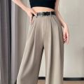 2025 New Spring Summer Casual Loose Women's Wide Leg Full Length Pants High Waist Solid Female Elegant Straight Trousers. 