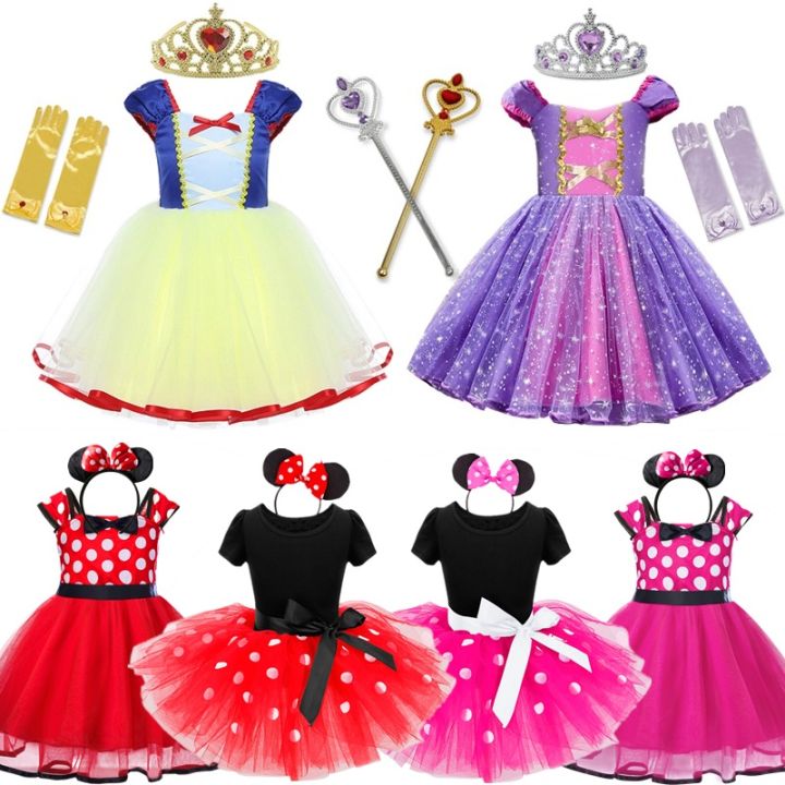 Baby Snow White Costume for Girls Birthday Carnival Party Cosplay Minni Cartoon Mouse Princess Dress Summer Baby Girl Clothes