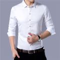 Men's Casual Fashion Business Solid Color Long Sleeved Shirt. 