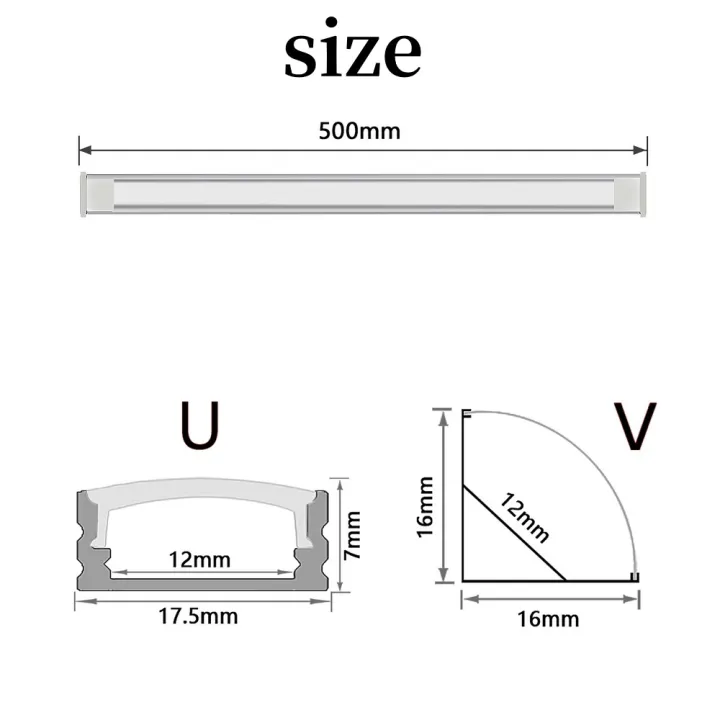 LED%2050cm%20Aluminium%20Channel%20for%20Led%20Strip%20V/U%20Shape%20Aluminum%20Profile%20with%20Diffuser%20Milky%20PC%20Cover,LED%20Bar%20Strips%20Light%20Holder%20-%20Image%206