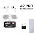 A9 pro Airpods Touch Screen ANC/ENC Wireless Headset TWS Noise Cancellinng Earbud Bluetooth Headphone 5.4, Long Battery life, Support App, Original AirPods Pro. 